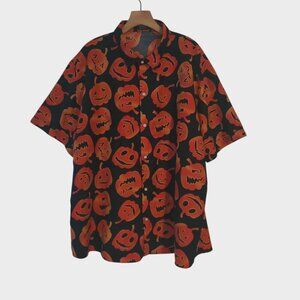SSLR Halloween Shirt Pumpkins Jack O Lanterns All Over‎ Print Button Up Mens 3XL